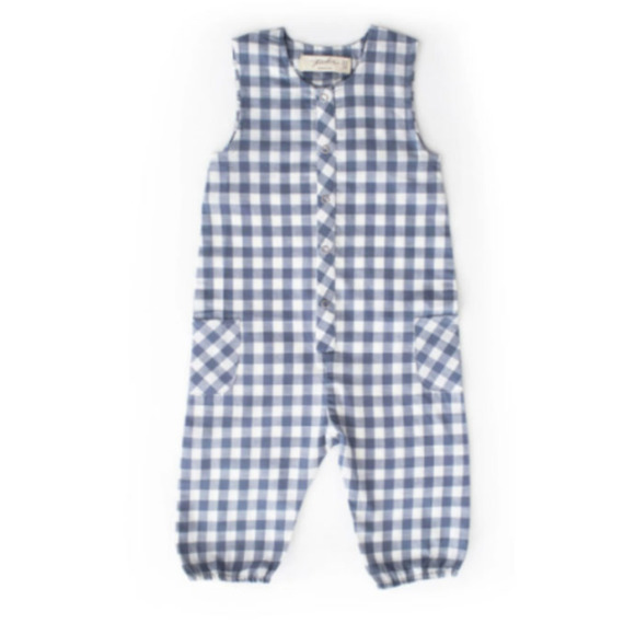 Pehr Other - NWT - Pehr Checkmate Romper - French Blue - 6-12 months